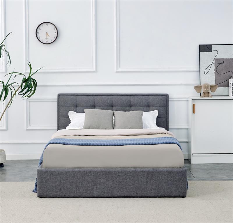 PADVA 140x200 cm posteľ s úložným priestorom, sivá látka