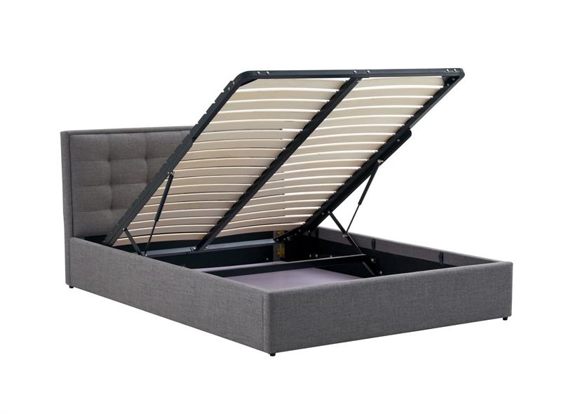 PADVA 140x200 cm posteľ s úložným priestorom, sivá látka