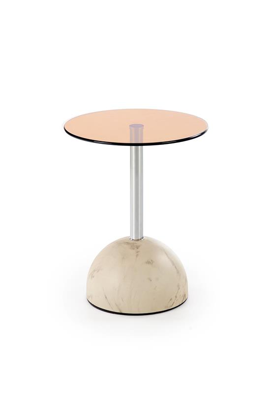 ARIANA konferenčný stolík, pr. 40/51cm, béž.mramor/hnedá