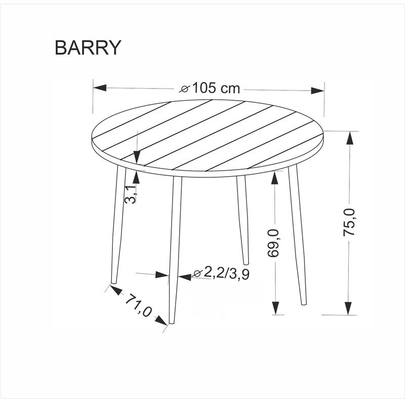 BARRY jedálenský stôl okrúhly, orech / čierny