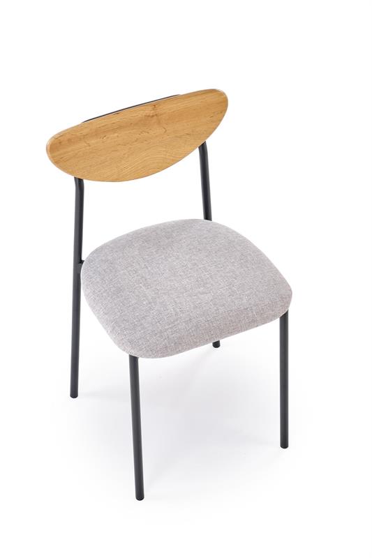 DICKY jedálenský set (stôl + 4 stoličky), prírodná/čierna/sivá