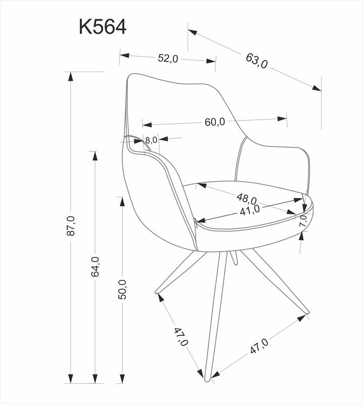 K564 jedálenská stolička, čierna/látka sivá
