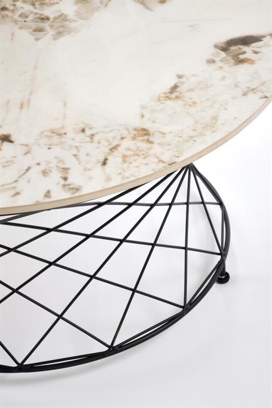 ALESSIA konferenčný stolík, béžový mramor / čierny