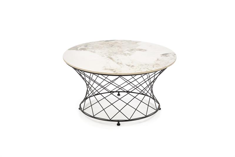 ALESSIA konferenčný stolík, béžový mramor / čierny
