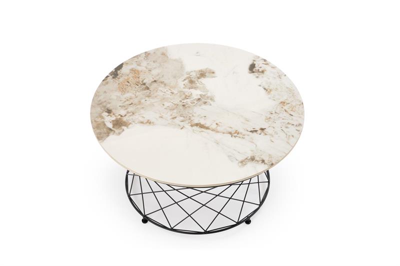 ALESSIA konferenčný stolík, béžový mramor / čierny