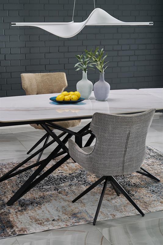 ALFREDO rozkladací jedálenský stôl, biely mramor / čierny