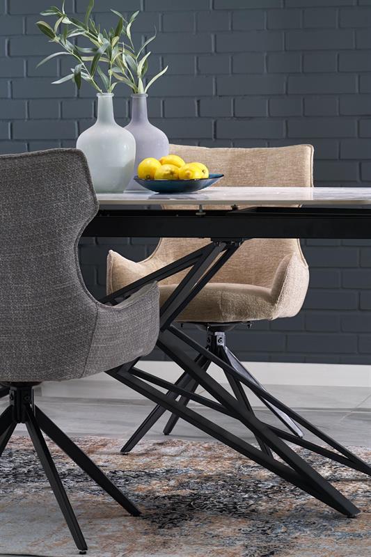 ALFREDO rozkladací jedálenský stôl, biely mramor / čierny