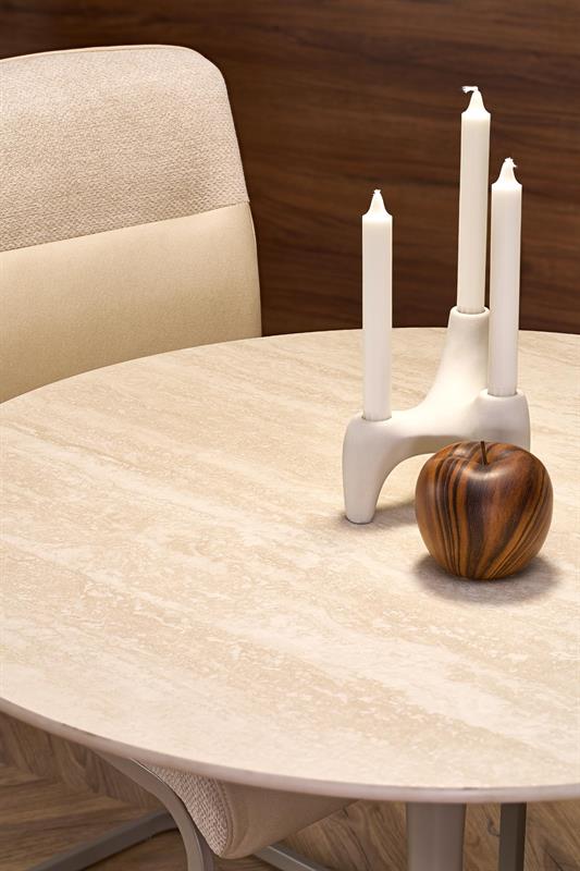 TOLIO jedálenský okrúhly stôl, travertín/kašmír