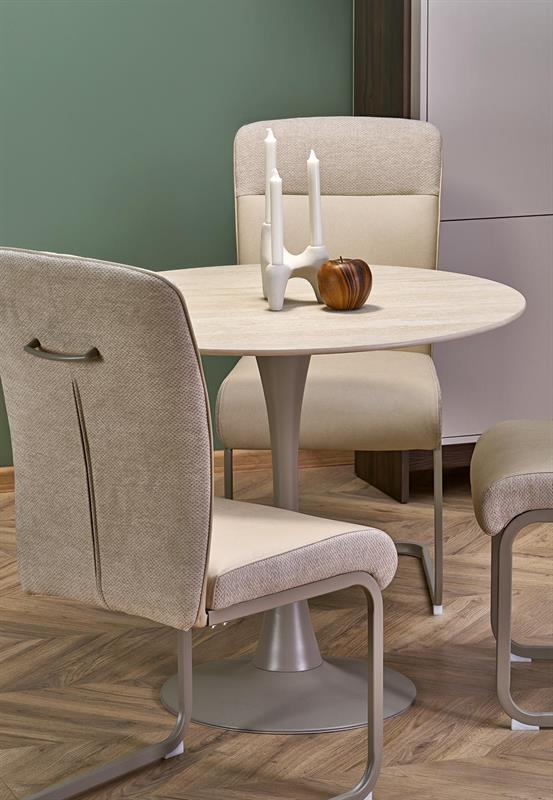 TOLIO jedálenský okrúhly stôl, travertín/kašmír