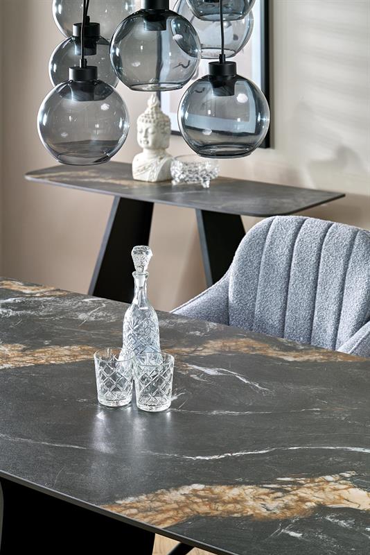 FORUM rozkladací jedálenský stôl, čierny mramor/čierna