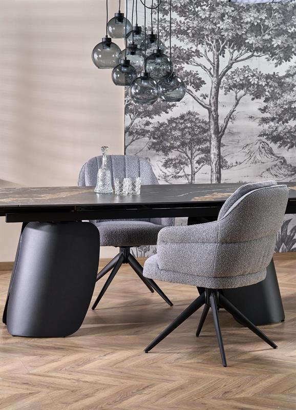 FORUM rozkladací jedálenský stôl, čierny mramor/čierna