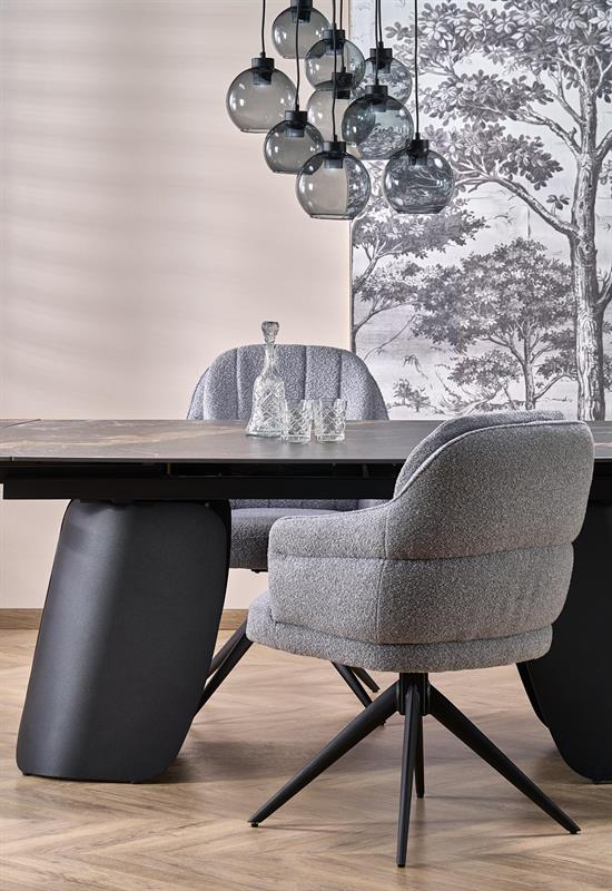 FORUM rozkladací jedálenský stôl, čierny mramor/čierna