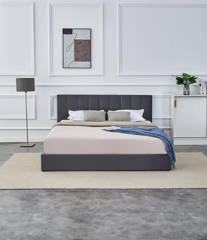 KATARINA posteľ s úložným priestorom, sivá