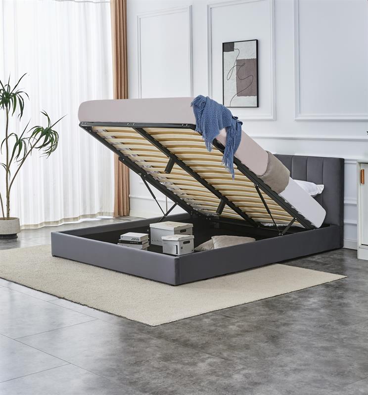 KATARINA posteľ s úložným priestorom, sivá