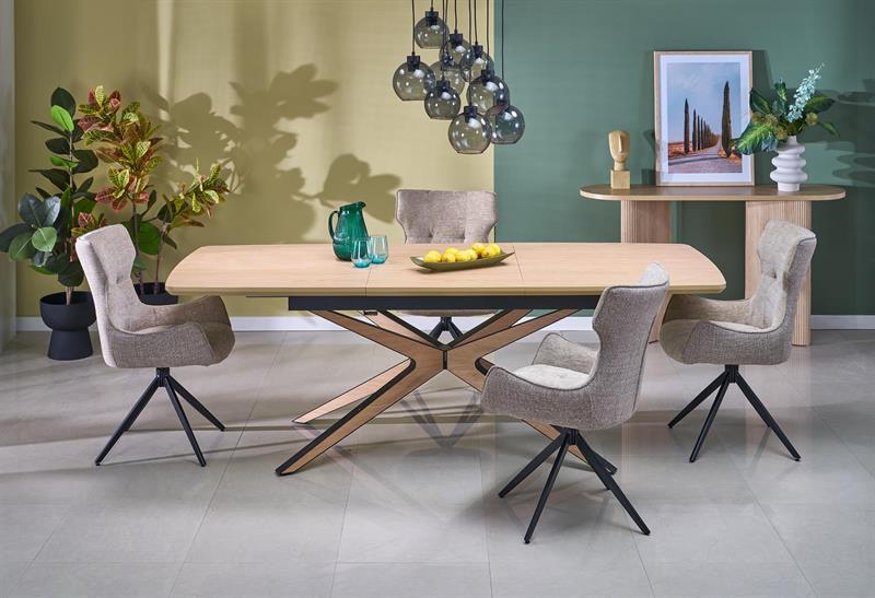 JAMES rozkladací jedálenský stôl, prírodný / čierny