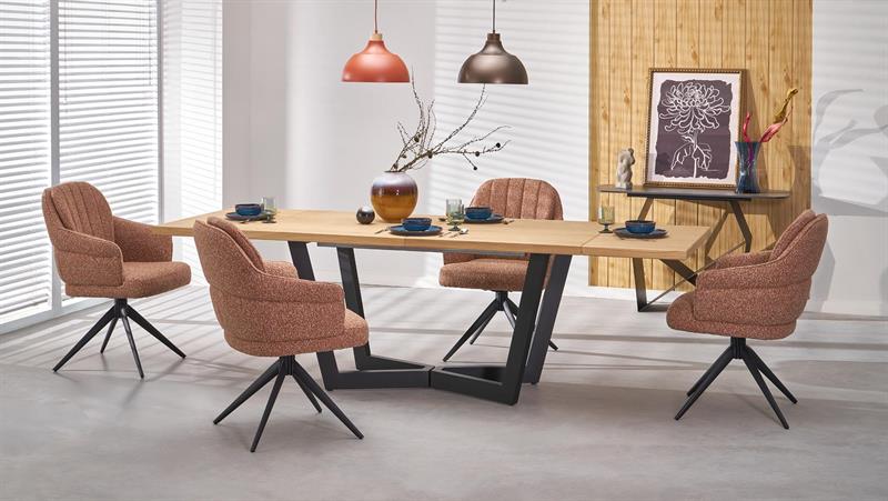 MASSIVE 2 jedálenský stôl 160-250x90cm, dýha svetlý dub/kov čierny