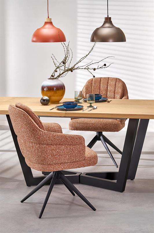 MASSIVE 2 jedálenský stôl 160-250x90cm, dýha svetlý dub/kov čierny