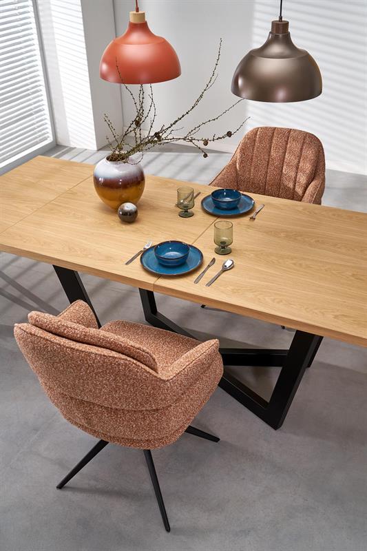 MASSIVE 2 jedálenský stôl 160-250x90cm, dýha svetlý dub/kov čierny