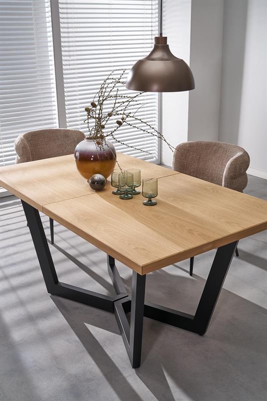MASSIVE 2 jedálenský stôl 160-250x90cm, dýha svetlý dub/kov čierny
