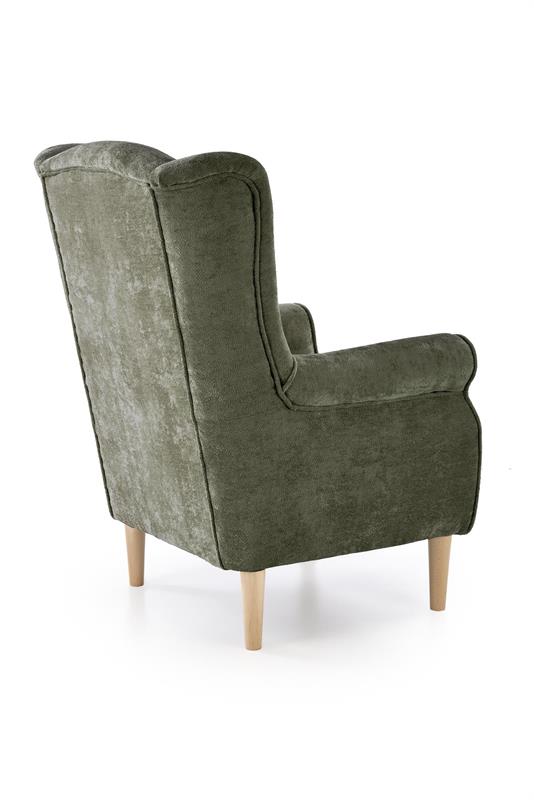 HERMES oddychové kreslo, látka MARKOS olivová/ nohy drevo