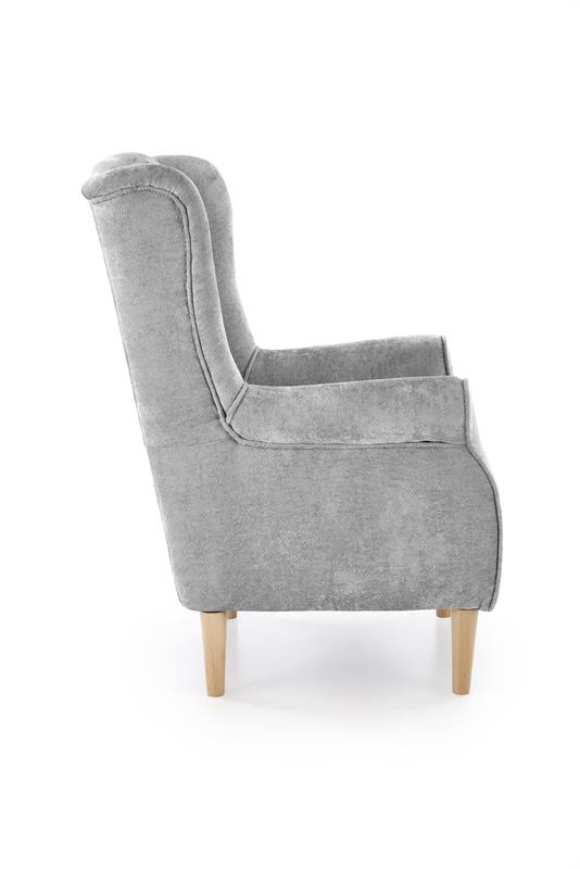 HERMES oddychové kreslo, látka MARKOS sivá/ nohy drevo