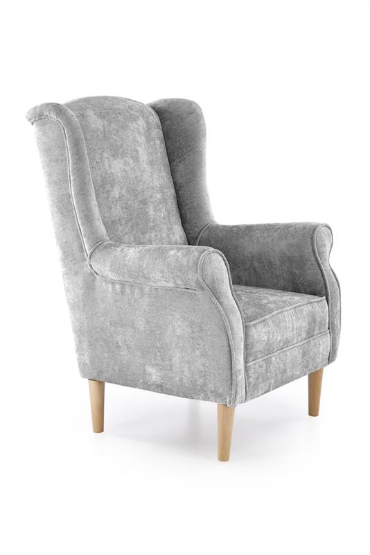 HERMES oddychové kreslo, látka MARKOS sivá/ nohy drevo