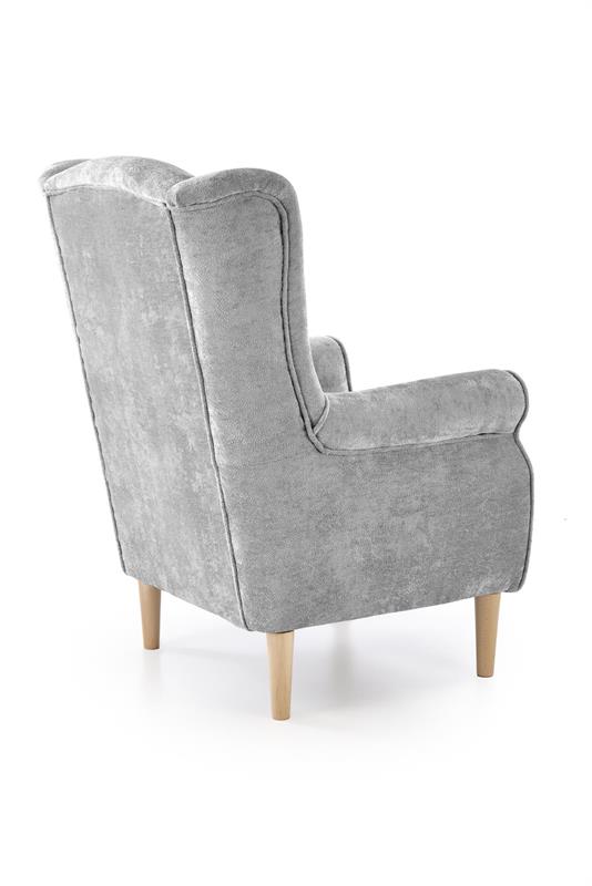 HERMES oddychové kreslo, látka MARKOS sivá/ nohy drevo