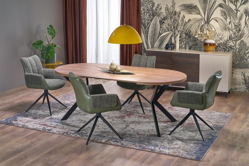 PERONI jedálenský rozkladací stôl  100(250)x100x75cm , orech/ čierna