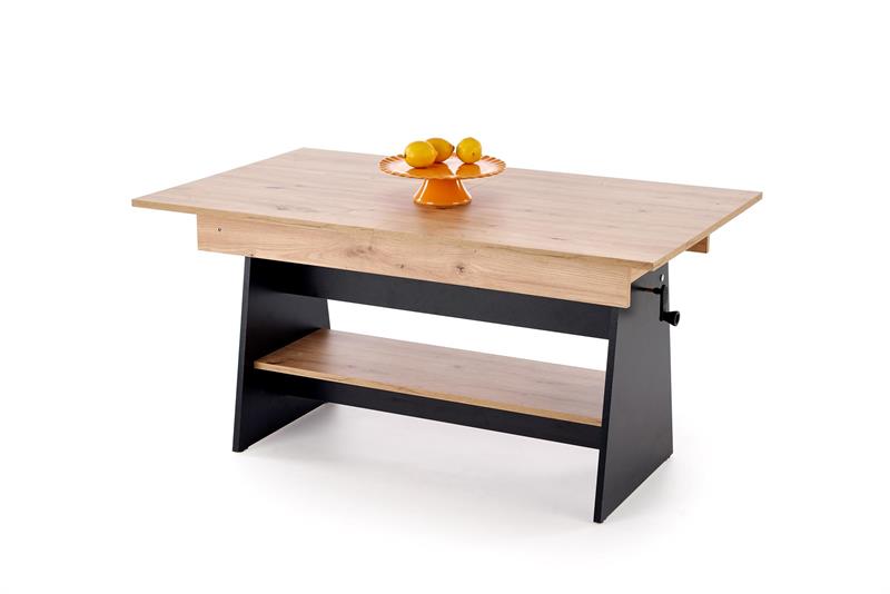 ERIKA výškovo nastaviteľný stolík, dub artisan/čierna