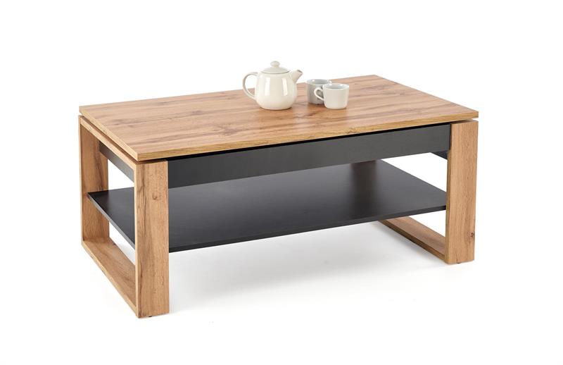 BETTY konferenčný stolík, 120/65-92/50-72 cm, dub artisan/čierne - NA SKLADE!