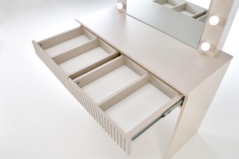 HOLLYWOOD toaletný stolík, dyhovaná doska kašmír,s LED osvetlením - NA SKLADE!