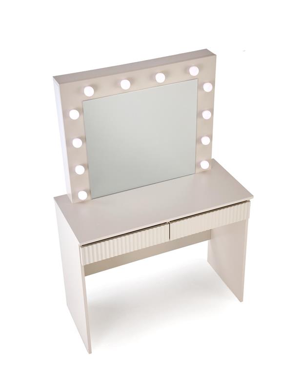 HOLLYWOOD toaletný stolík, dyhovaná doska kašmír,s LED osvetlením - NA SKLADE!