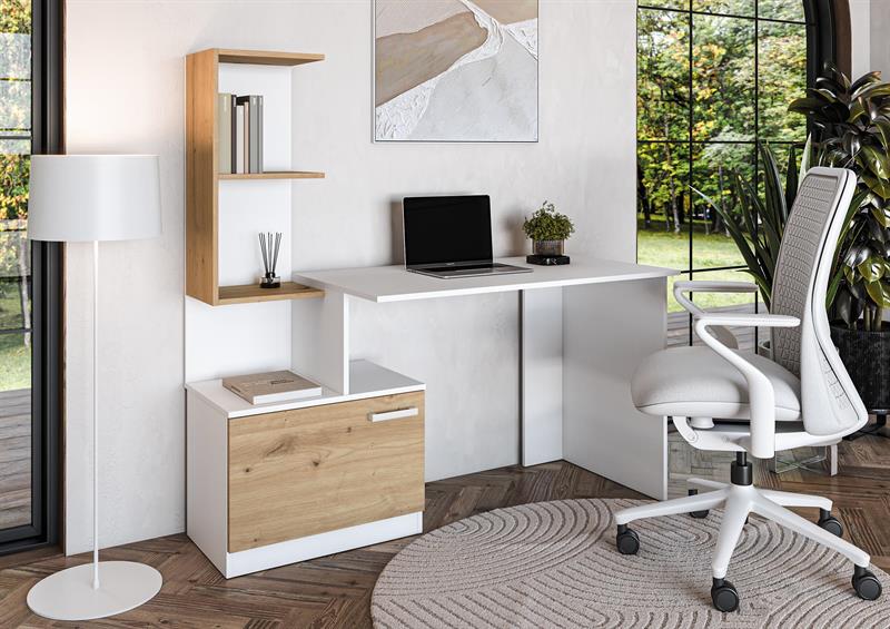 MISO písací stolík, biely/dub artisan