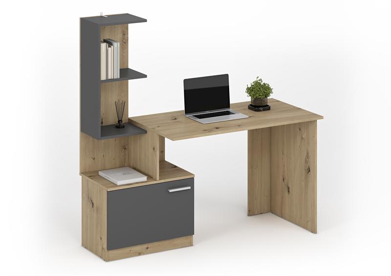 MISO písací stolík,grafit/dub artisan