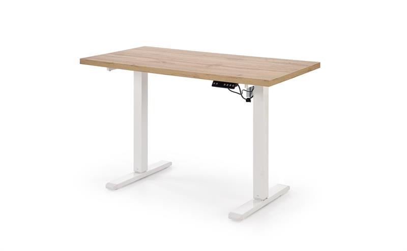 B-54 písací stolík, nastav.výška, kov biely /doska dub artisan