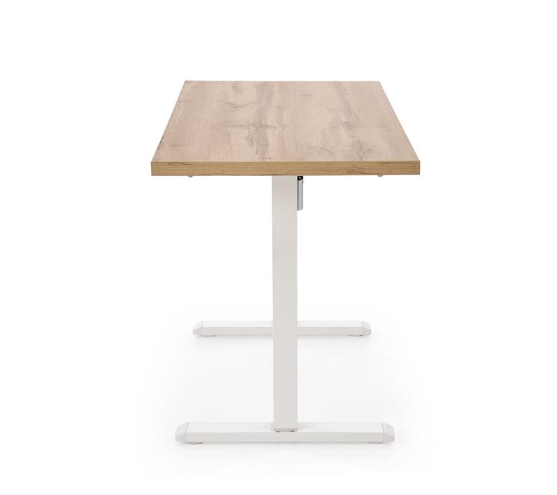 B-54 písací stolík, nastav.výška, kov biely /doska dub artisan