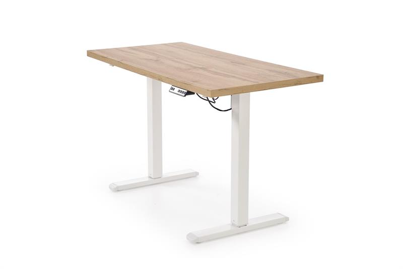 B-54 písací stolík, nastav.výška, kov biely /doska dub artisan