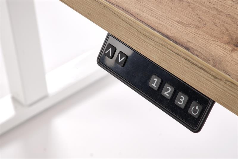 B-54 písací stolík, nastav.výška, kov biely /doska dub artisan