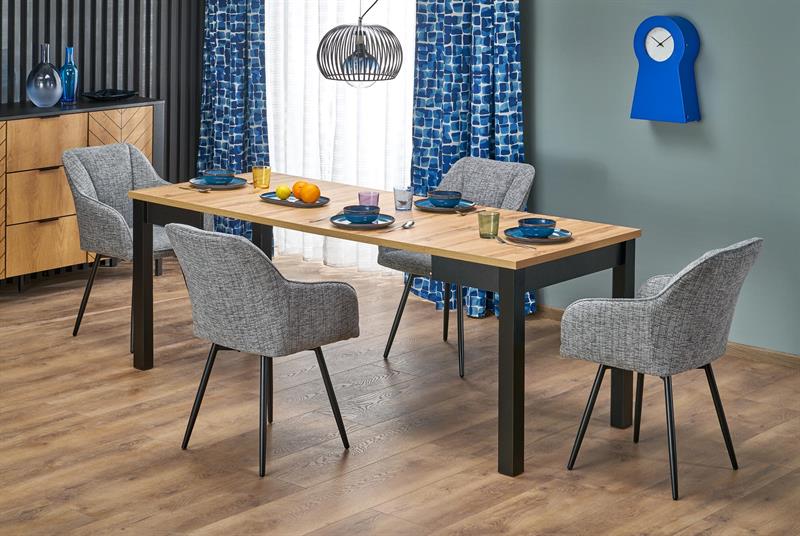 QUBIK rozkladací jedálenský stôl, dub artisan/čierna