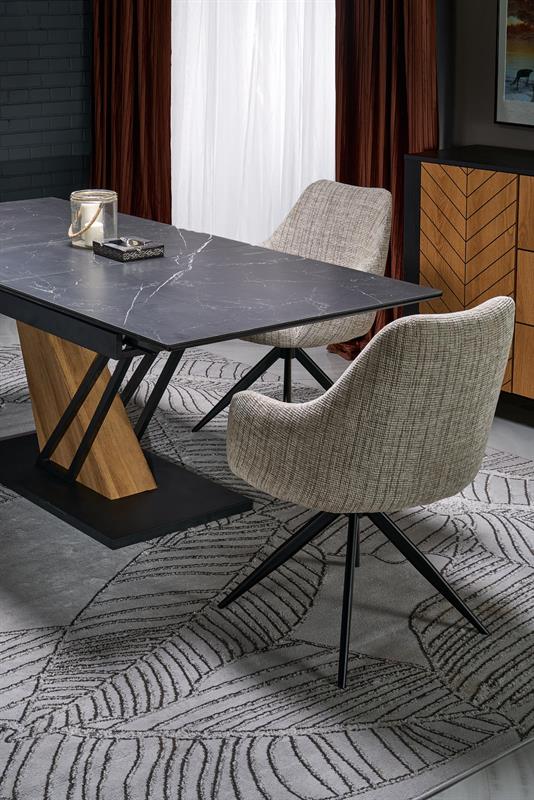 VOLANT 160 rozkladací jedálenský stôl, čierny mramor/dub zlatý/čierna