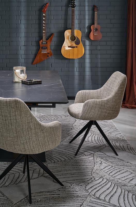 VOLANT 140 rozkladací jedálenský stôl, čierny mramor/dub zlatý/čierna