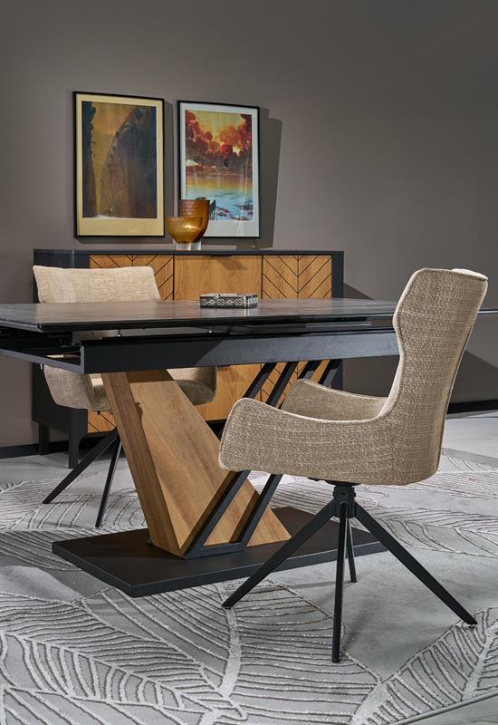 VOLANT 140 rozkladací jedálenský stôl, čierny mramor/dub zlatý/čierna