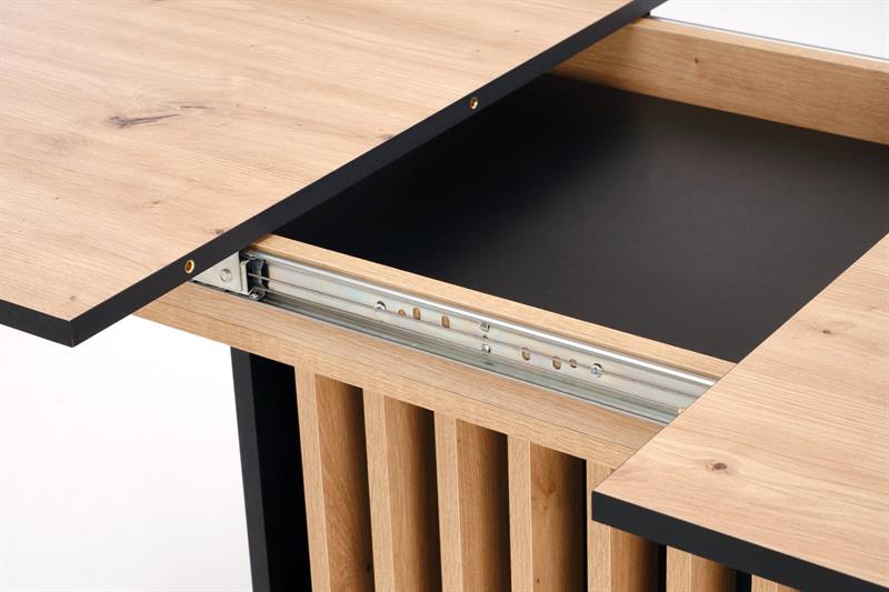 WILSON 120-158 rozkladací jedálenský stôl, dub artisan / čierna