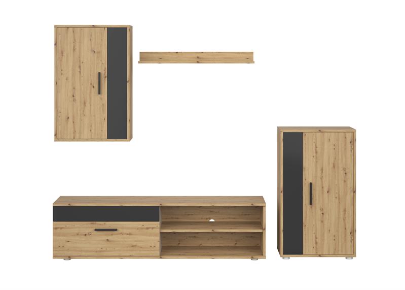 BENSON obývačková zostava, dub artisan - čierna