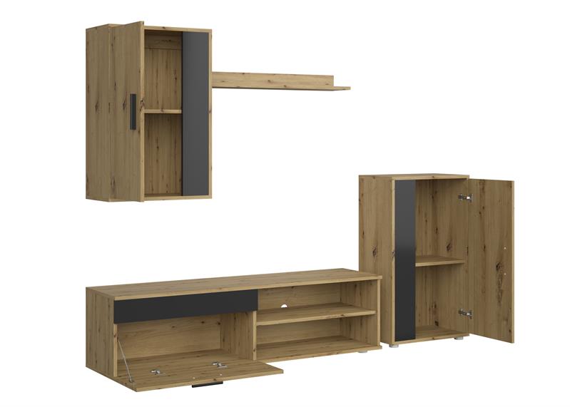 BENSON obývačková zostava, dub artisan - čierna