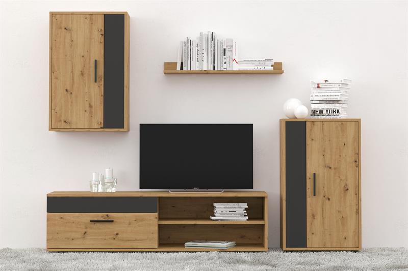 BENSON obývačková zostava, dub artisan - čierna