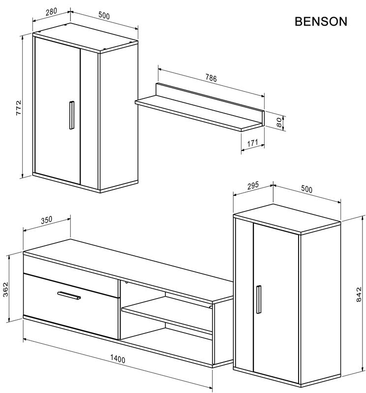 BENSON obývačková zostava, dub artisan - kašmír
